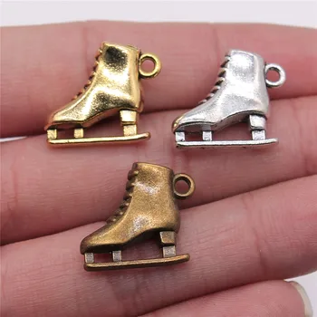 

WYSIWYG 6pcs 21x18x6mm 3 Colors Antique Gold Antique Silver Color Antique Bronze 3D Skates Charms Skates Shoe Charms