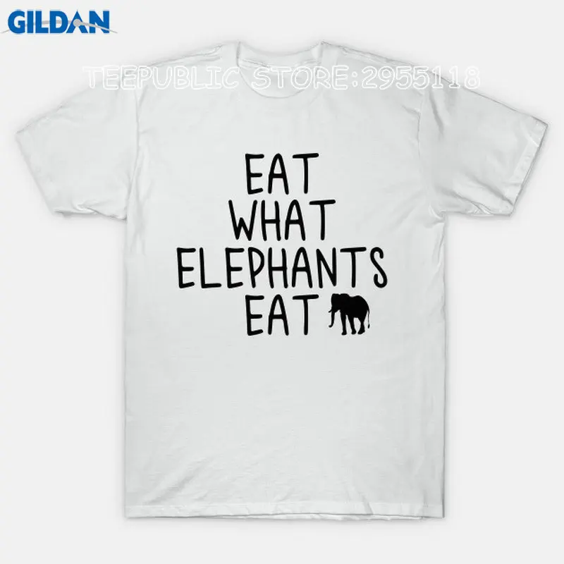 Image Gildan Print Your Own T Shirt Design Men Vegan   Eat What Elephants Eat O Neck Short Sleeve T Shirts