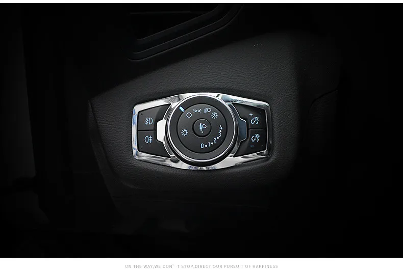 

tainless steel headlight switch cover stickers For Ford Mustang 2015 Focus 3 4 MK3 MK4 MONDEO KUGA Edge 2009+ auto accessories