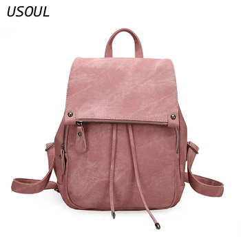 

USOUL Backpack Trend Pu Leather Fashion Solid Color Ladies Bag