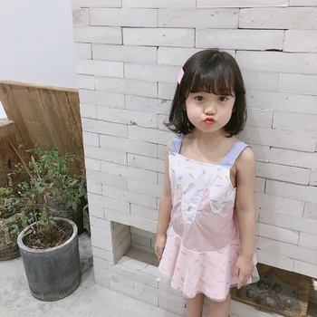 

Summer Toddler Girls Sling Dress Ice Cream Toddlers Kids Sleevess Ruffle Dresses Baby Girls Sweet Princess Dress Child Clothing