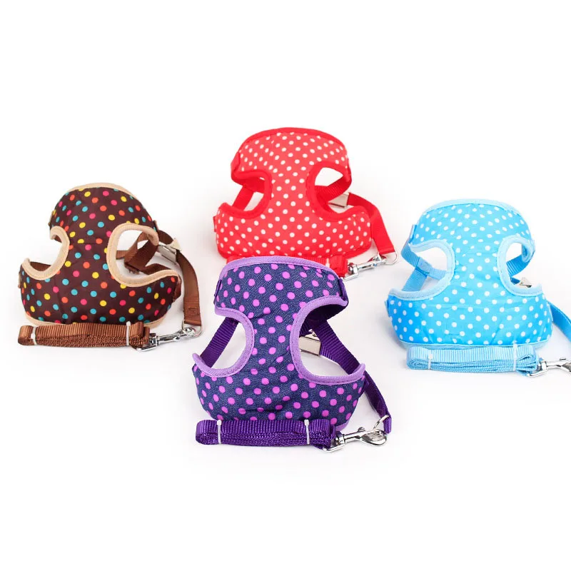 Pet Cat Small Dog Harness Quick Release No Pull Dog Harness Leash Set Cute Dot Puppy Soft Mesh Padded Vest Pet Leads2