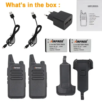 

2PCs AIRFREE AP-100 WLN KD-C1 UHF long range Two Way Radio with Beltclip AIRFREE AP-100 Walkie Talkie