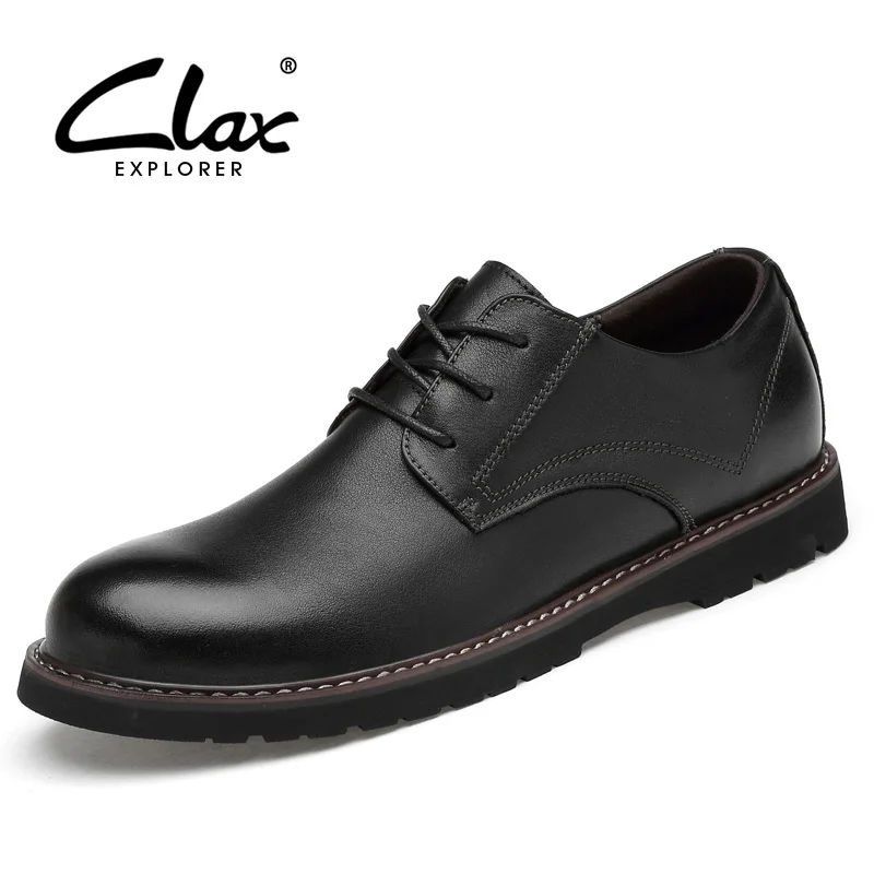 CLAX Mens Oxfords Shoes Genuine Leather Dress Shoe Male Wedding shoe social chaussure homme Brown Office Formal Shoe Plus Size