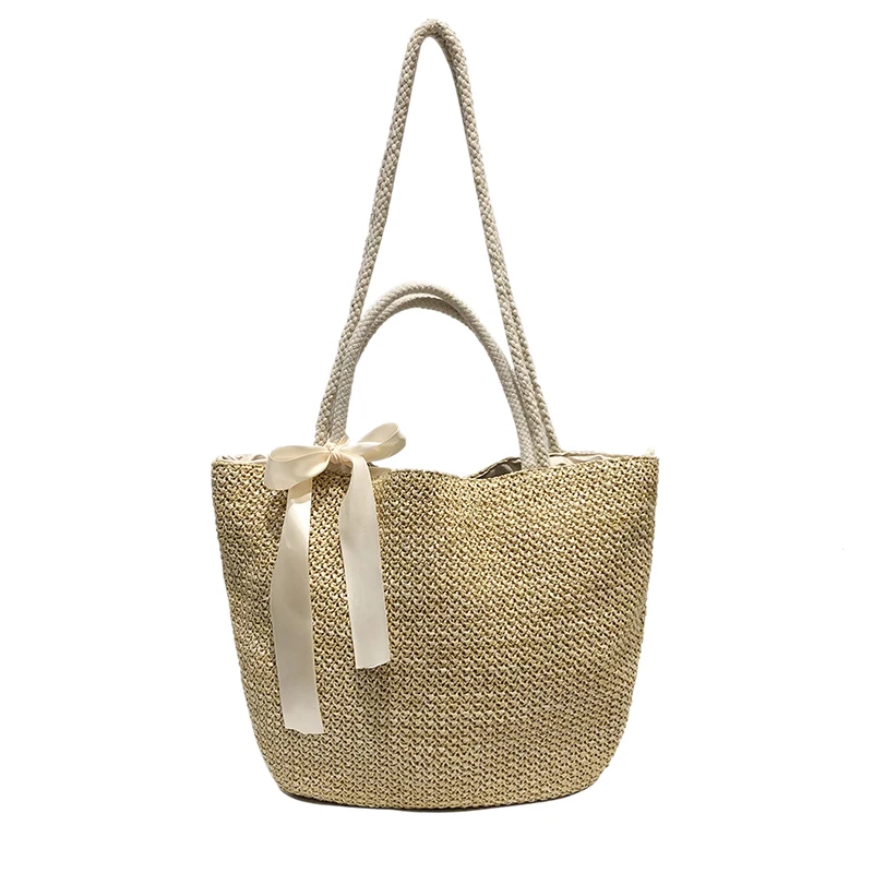 

Bohemian Summer Straw Bag Women Large Capacity Ladies Beach Bag Vacation Woven Bag For Female Casual Tote Bags Beige