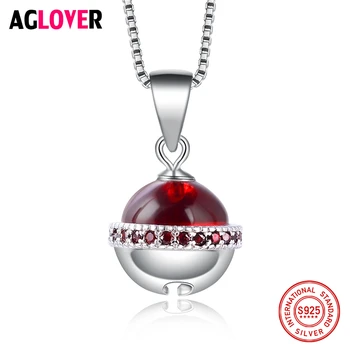 

Real 925 Sterling Silver Box Chain Zircon Ball Necklaces Pendant Fashion Sterling-Silver-Jewelry Statement Necklace For Women
