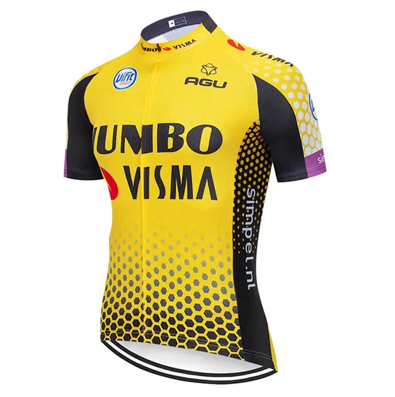 Желтый JUMBO pro форма велосипедиста Джерси быстросохнущая велосипед clotheing мужские летние команда велосипедные майки 20D набор велошорт - Цвет: Цвет: желтый