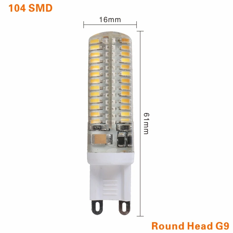 G9 светодиодный Лампа 220V 14 Большие размеры 32-48, 64 96 104 светодиодный s COB SMD мини светодиодный G9 лампы светильник Керамика 360 градусов угол луча Светодиодный точечный светильник лампы - Испускаемый цвет: 104 LEDs Round