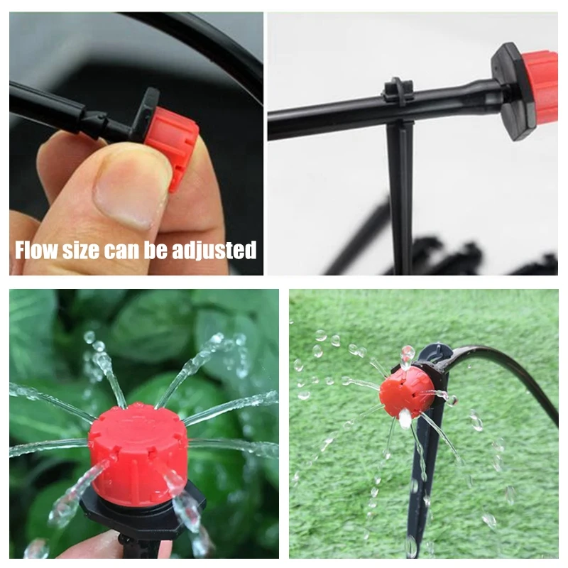 20-500pcs Red Adjustable Dripper Garden Micro Drip Irrigation Supplies Watering Anti-clogging Sprinklers For 4/7mm 1/4 Inch Hose