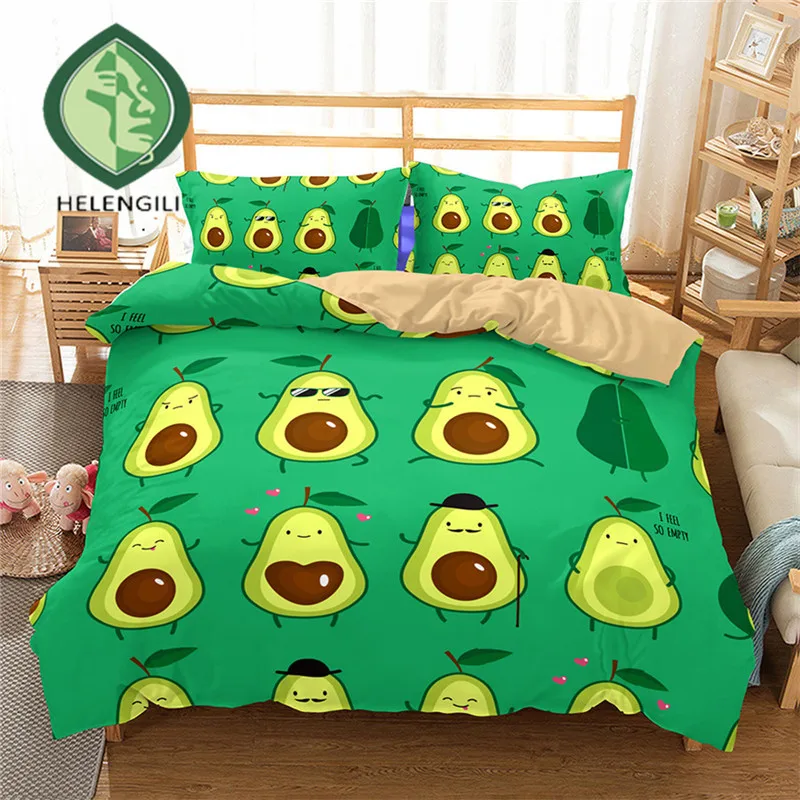 

HELENGILI 3D Bedding Set Fruit Avocado Print Duvet Cover Set Lifelike Bedclothes with Pillowcase Bed Set Home Textiles #NYG-02