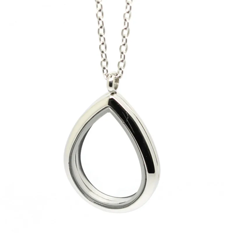 28mm-Teardrop-Magnetic-Closure-316L-Stainless-Steel-Living-Memory-Locket-Pendant-with-Necklace