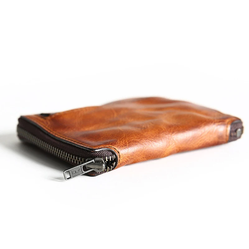 Genuine Leather Wallet For Men Mens Luxury Brand Designer Vintage Cowhide Small Short Zipper Wallets Purse Card Holder For Male