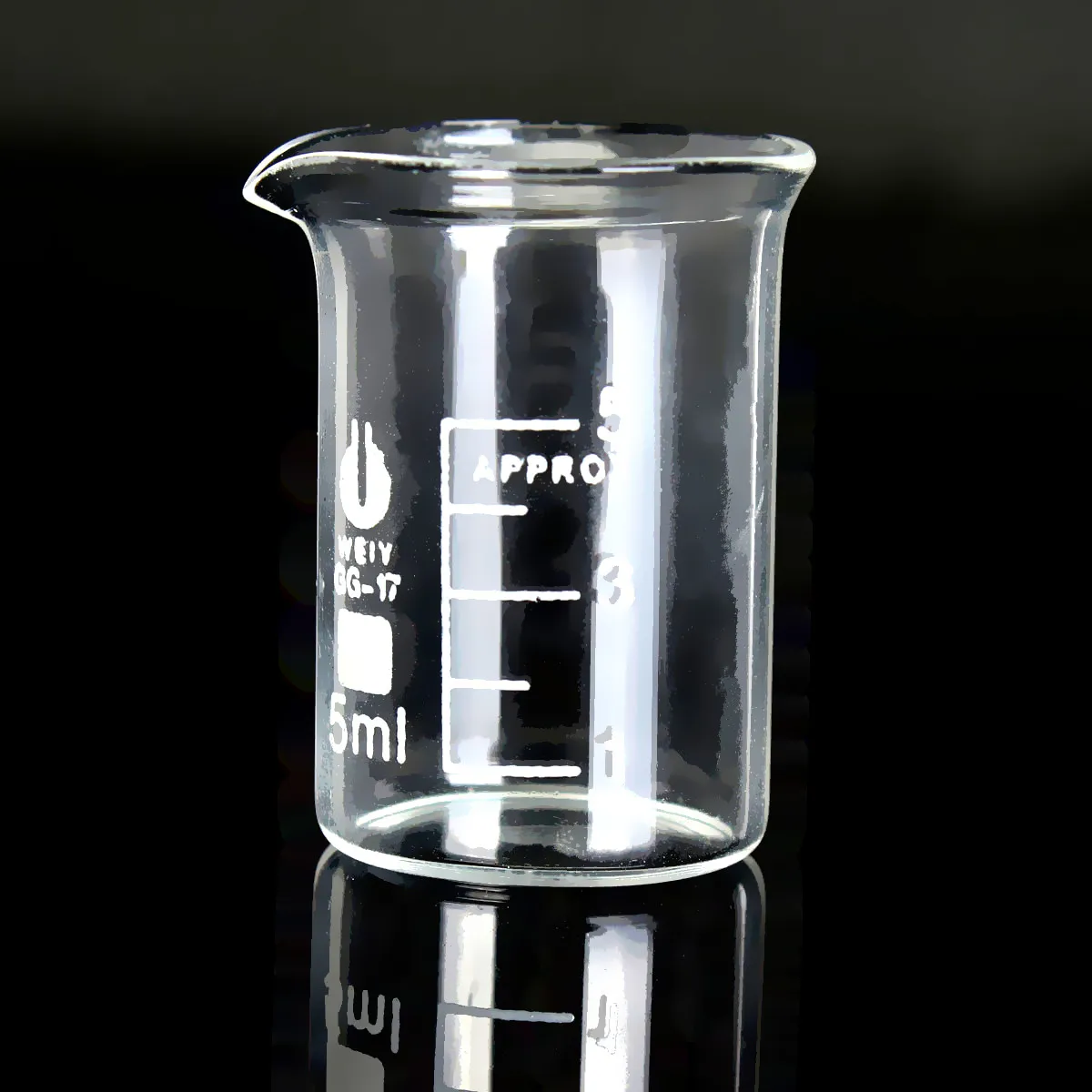 Kicute 1 шт. завышенная стоимость 5 мл химический лабораторный стакан боросиликатный мерный стакан прозрачные лабораторные принадлежности Школьные принадлежности