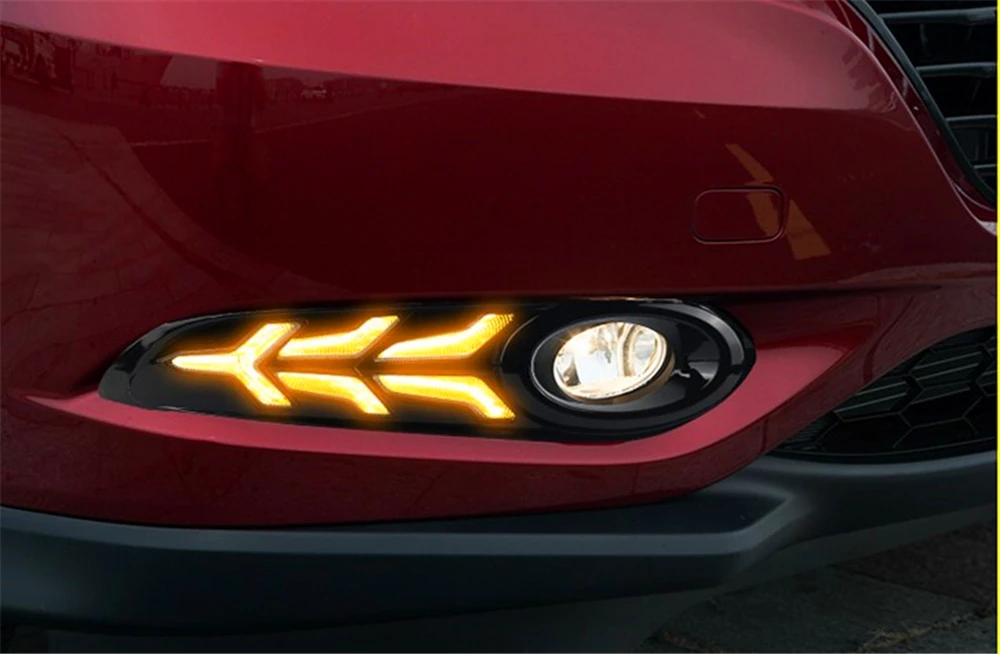Автомобиль мигает 2 шт светодиодный DRL дневного света с поворотным желтым сигналом лампы для Honda hr-v HR-V Vezel