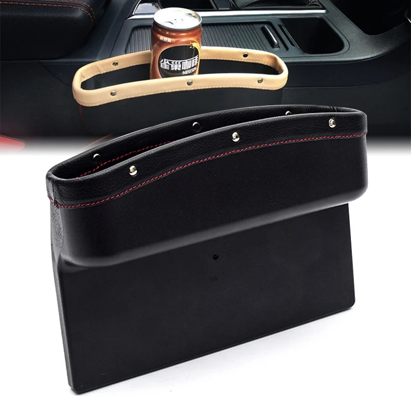 

MAYITR PU Leather Car Seat Gap Slit Pocket Catcher Box Caddy Storage Box for Card Coin Receipt Box Organizer 3 Colors