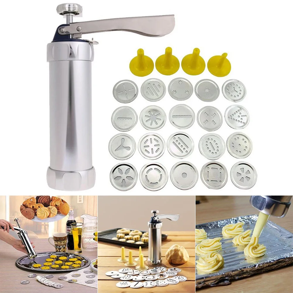 Stainless Steel Biscuit Maker Cookie Stamp Press Bakeware Tool with 20