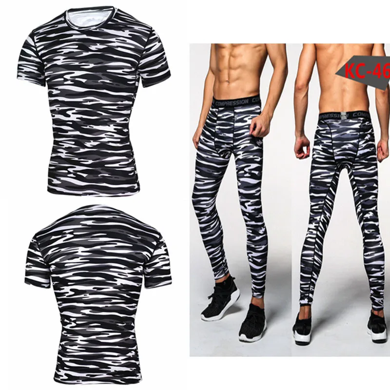 Black White short sleeves long pants sport men suits