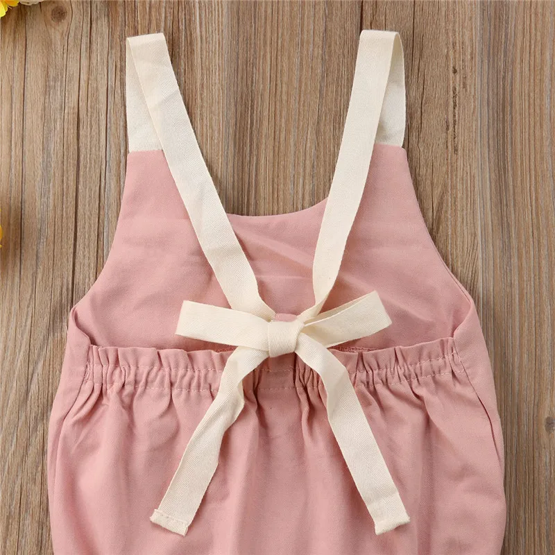طفل طفلة الصيف Bowknot رومبير الرضع عارية الذراعين رومبير أكمام Bebes بذلة الزي 0-24Month جديد ولد الطفل الملابس
