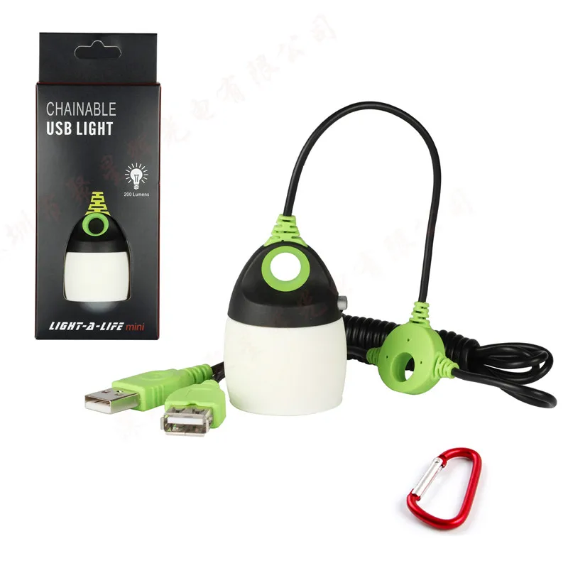 200 люмен USB зарядка походный светильник светодиодный флэш-светильник Открытый Кемпинг цепной водонепроницаемый портативный 1,5 м длинный кабель лампа освещения с интерфейсом USB - Цвет: white