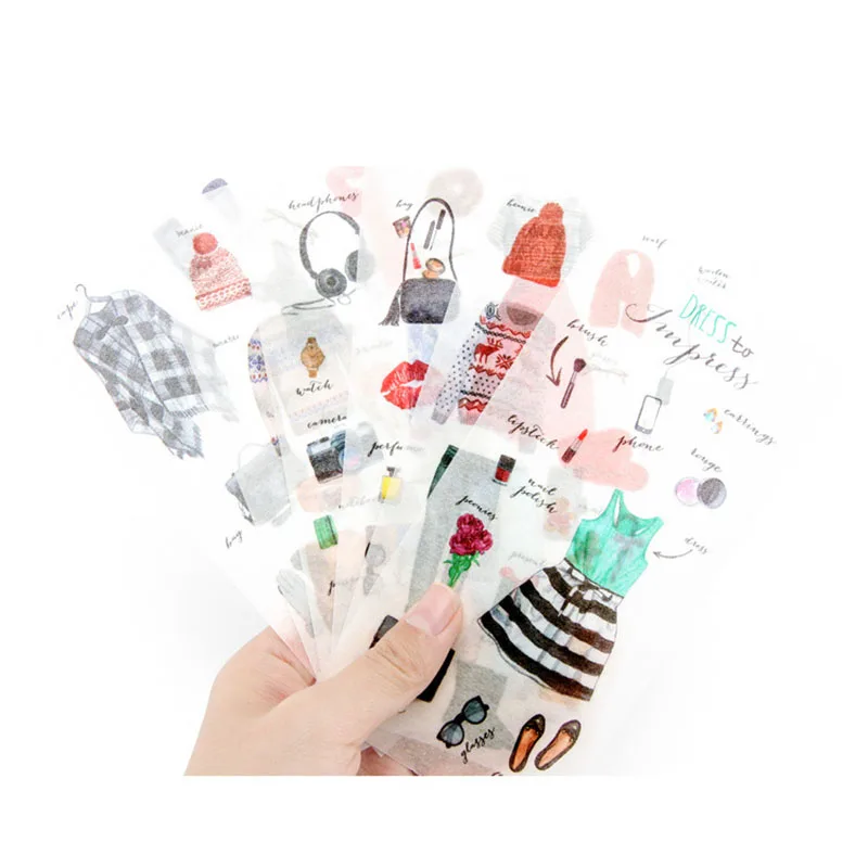

6 Pieces/bag. Handmade Decoration Stickers Matching Guide Waterproof Student Stickers Diy Decoration Computer Diary Stationery