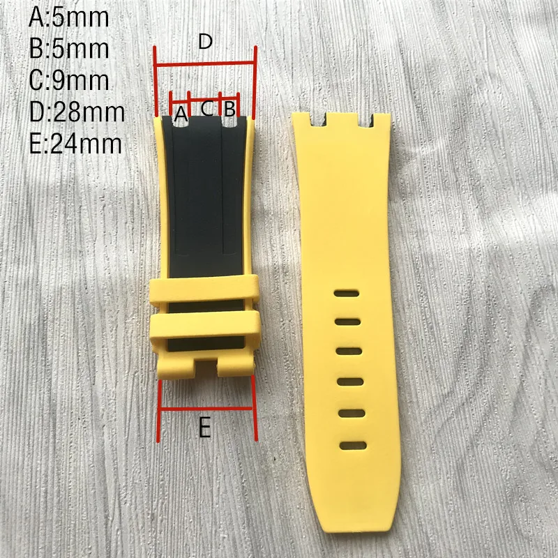 28 мм ремешок для часов двухцветный резиновый силиконовый водонепроницаемый Нержавеющая Пряжка для AP ремешок браслет для Audemars и Piguet