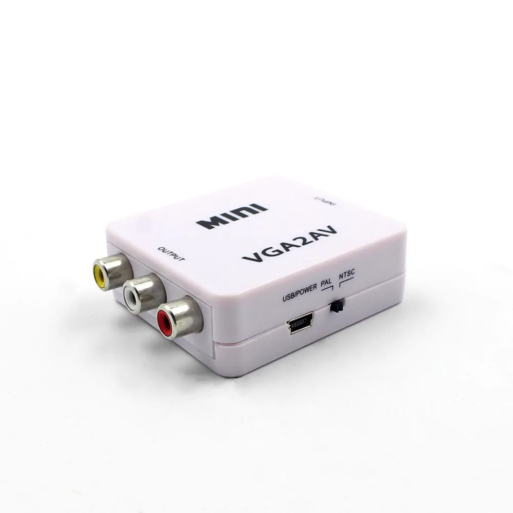 Разъем для домашнего использования 1080P HDMI Mini VGA к RCA AV конвертер с 3 5 мм аудио VGA2AV/CVBS
