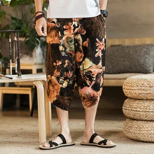 Китайский стиль, с принтом, компрессионные колготки, штаны для мужчин, эластичные, для фитнеса, обтягивающие леггинсы, брюки для мужчин