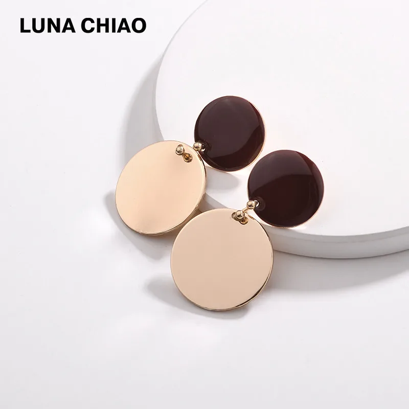 LUNA CHIAO модные ювелирные изделия двойные круглые металлические диски