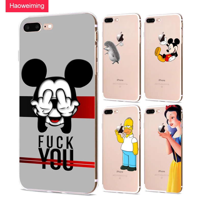 

Princess Snow White Phone Case For iphone X Cartoon Mickey Minnie Capa Simpson Funda For iPhone 6 7 8 Plus 5 5S SE X XR XS Max