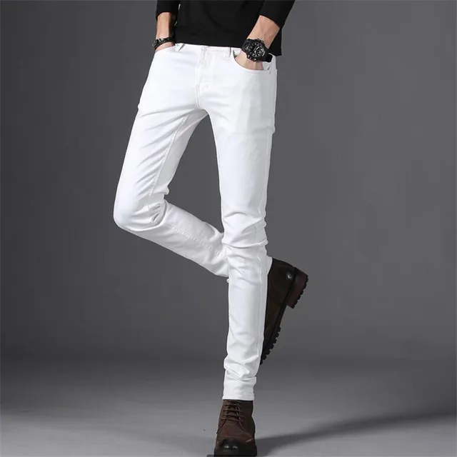 Us 14 63 26 Off Aliexpress Fashion Youth Cowboy Casual Business White Stretch Jeans Male Men S Trousers Pencil Skinny Pants Agers