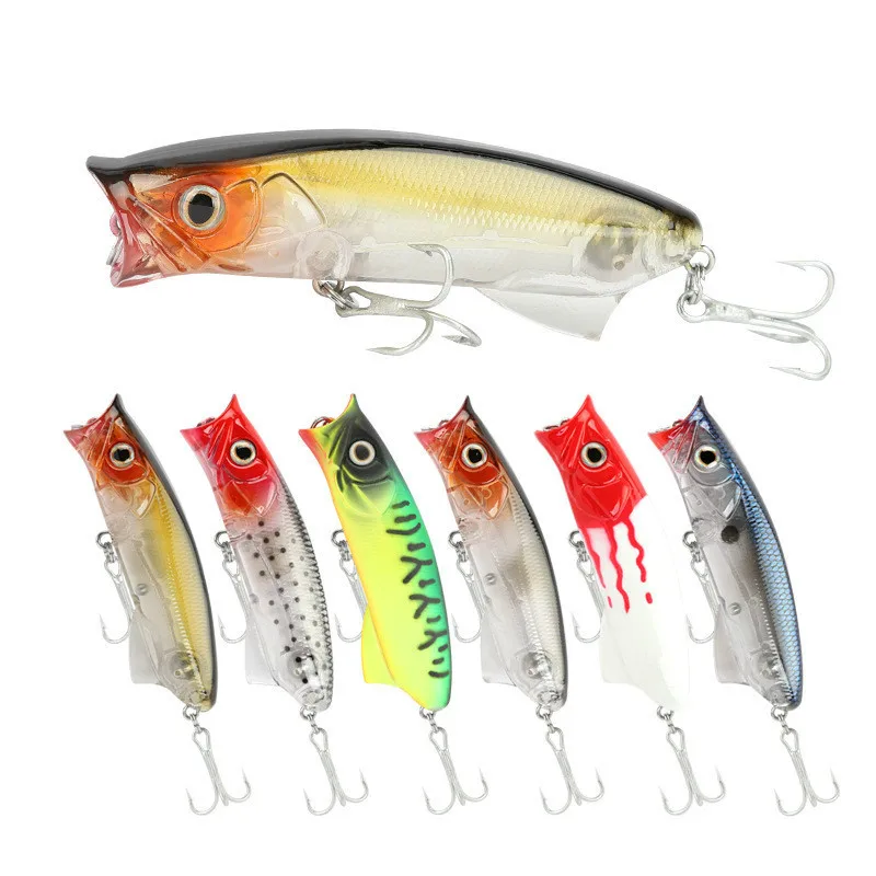  2019 Best 8CM 11.5g Hard Lure Popper 6 Colors Fishing Lure Wobblers Trolling Top Water Floating Swi