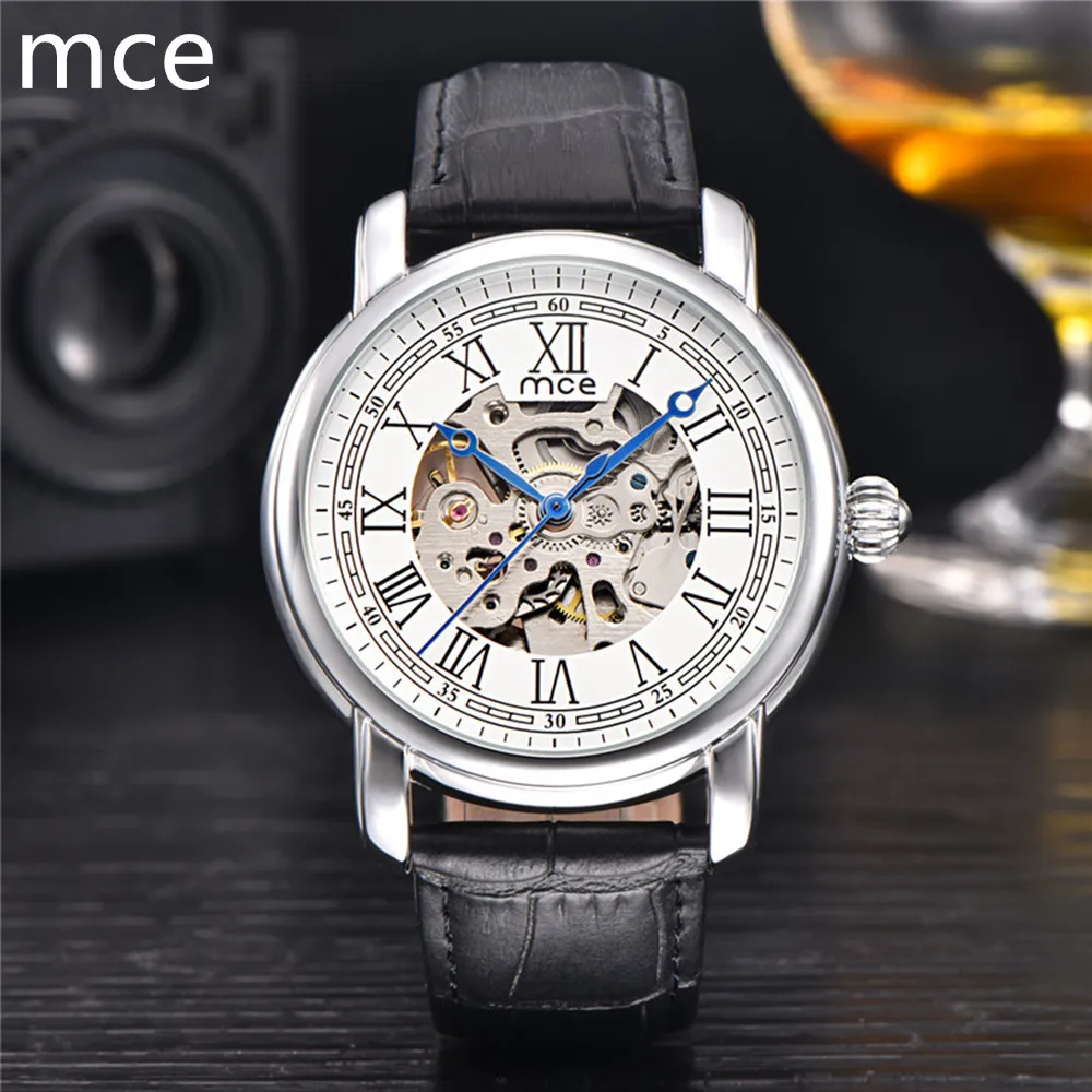 MCE Top Men Mechanical Wristwatches Stainless Steel Roman Numerals