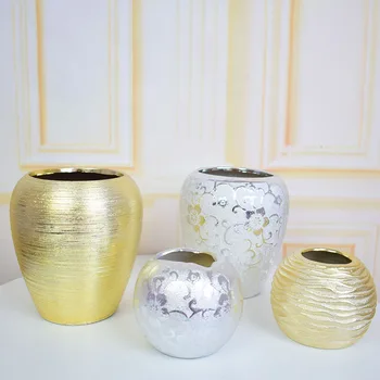 

Mordern ceramic silver golden flower vase for home wedding party Christmas shop mariage centre de table decoration flower pot
