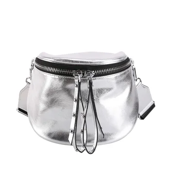 

Fashion Famous Brand Design Messenger Bag for Women Soft Faux Leather Shoulder Bag Silver Cross-body Ladies Small Handbag Purse