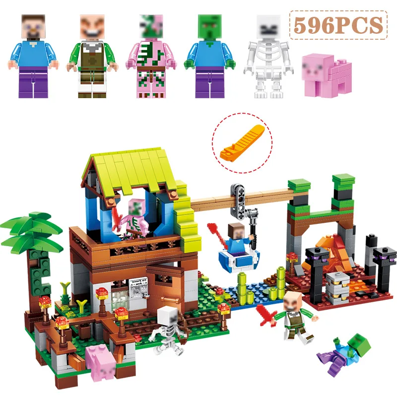 

Technic Building Blocks Compatible LegoINGLYS Minecrafted Lava Exploration Iron Chain Module Designer Bricks Toys For Boys
