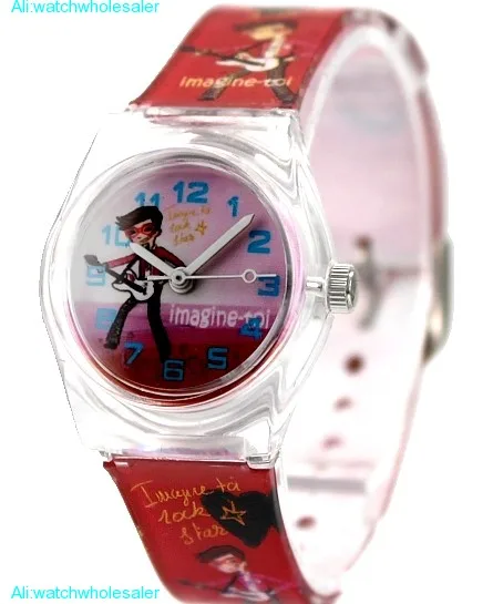 New Red Band Round White Watchcase Children Watch KW033B