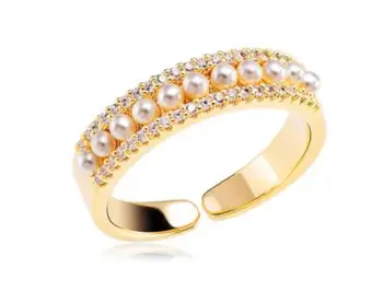 

Jewelry Gift Women's Open Ring Female Fashion Personality Simple Pearl Decoration Finger Ring Joint Accessories