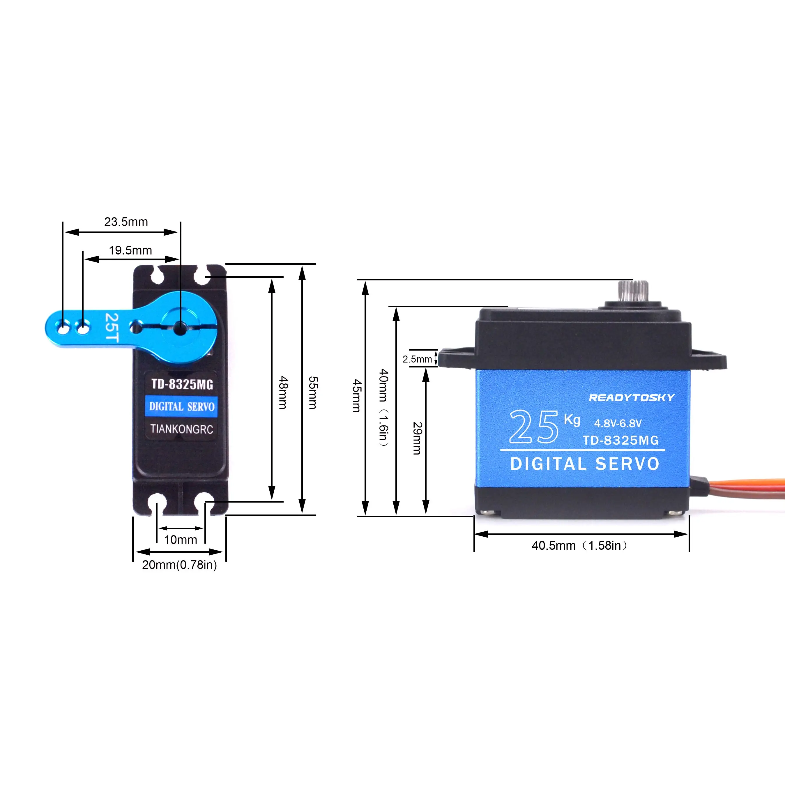 Servo RC 30KG 35KG avec bras 25T pour robot voiture bateau