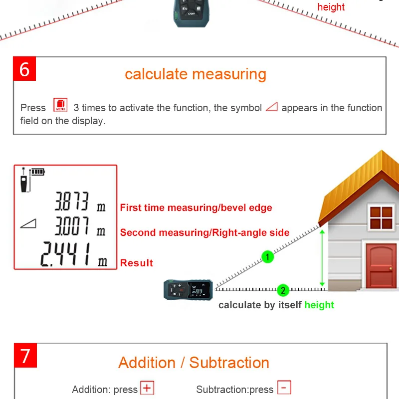 KALAIDUN 40m60m100m Laser Rangefinder Laser Distance Meter Range Finder Trena Measure Tape Metreler Build Device Tool11