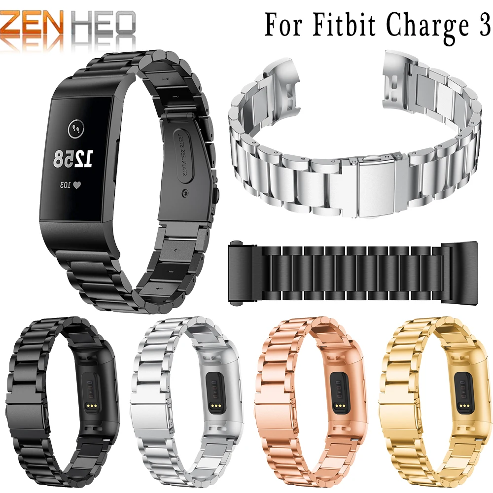 

Fashion Stainless Steel Watch band Strap For Fitbit Charge 3 link bracelet Replacement Watchband For Fitbit Charge 3 Luxury Band