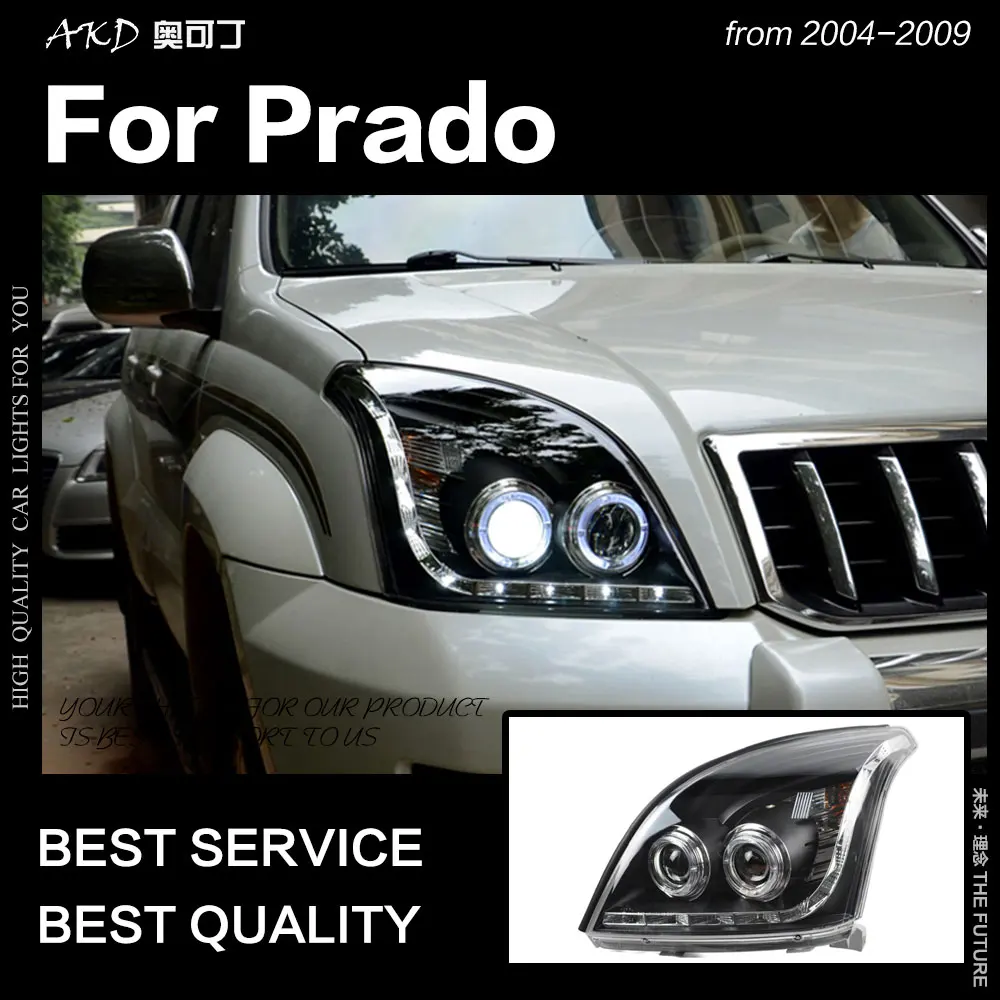 AKD автомобильный Стайлинг для Toyota Prado фара 2004-2009 светодиодный фонарь DRL Hid головной фонарь Ангел глаз биксеноновый луч аксессуары