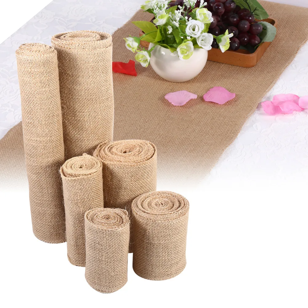 

2M 5M DIY Craft Natural Jute Burlap Wedding Centerpieces Decor Sisal Trim Jute Hessian Country Party Wedding Table Decoration