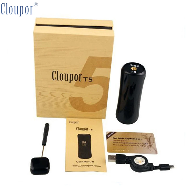 

Original Cloupor T5 50W mod box huge vapor mechanical mod Cloupor T5 with 18650 rechargeable OLED Screen battery