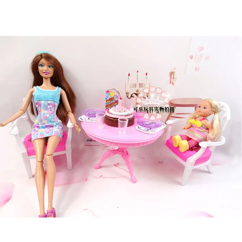  For Barbie Doll Furniture Accessories Living Room Dining Table Kitchen Wardrobe Bed Pool Bathroom S
