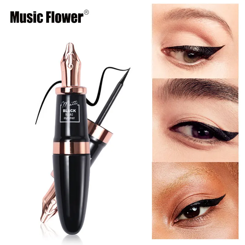 

Music Flower Matte Black Waterproof Liquid Eyeliner Pen Fast Dry Smudge-proof Eye Liner Tint Makeup Smooth Natural Eyeliner