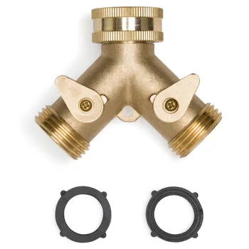 

New Garden Hose Connector With 2 Pcs Hoses Washer Heavy Duty Brass Y Shape 2 Way Tap Splitter High Quality Connectors HR