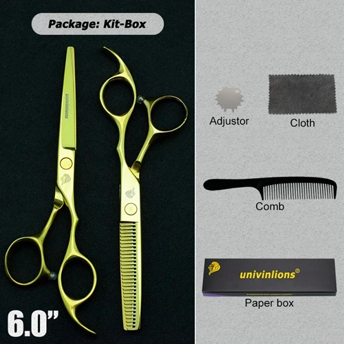 5,5/" золотые ножницы, ножницы для волос, японские парикмахерские ножницы, парикмахерские принадлежности, парикмахерские ножницы для стрижки - Цвет: 6003-KIT