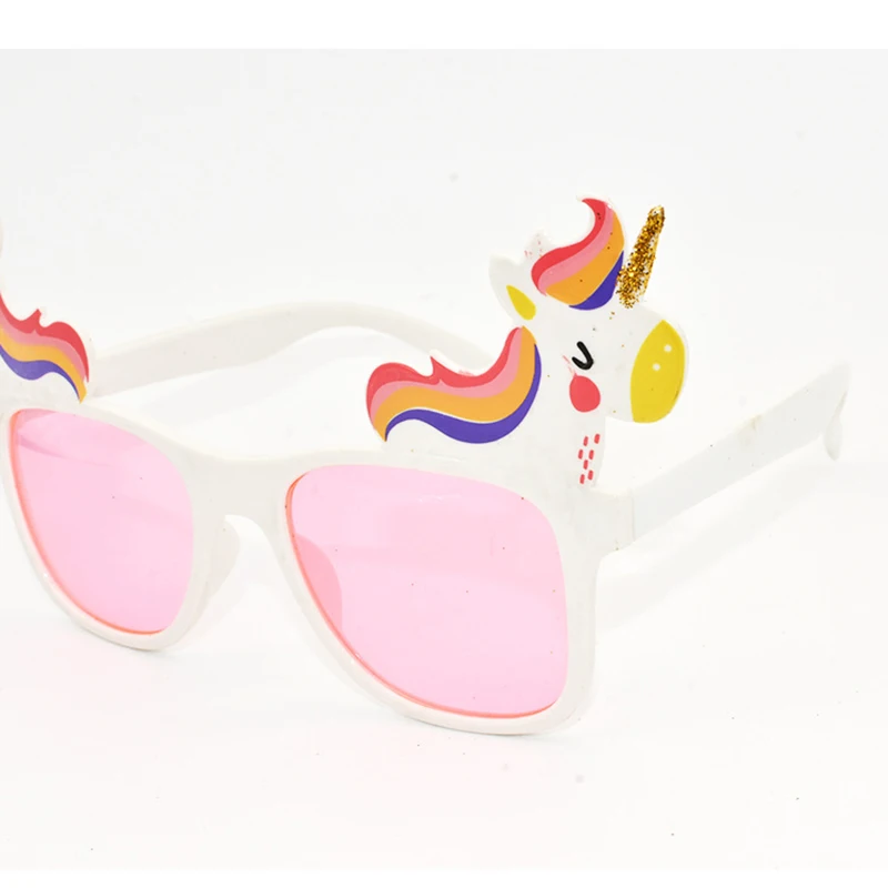 Солнцезащитные очки в белой оправе с морскими розовыми линзами, Мультяшные очки с единорогом и лошадью, новые рождественские, вечерние, забавные очки, драма, опора, игрушка L3