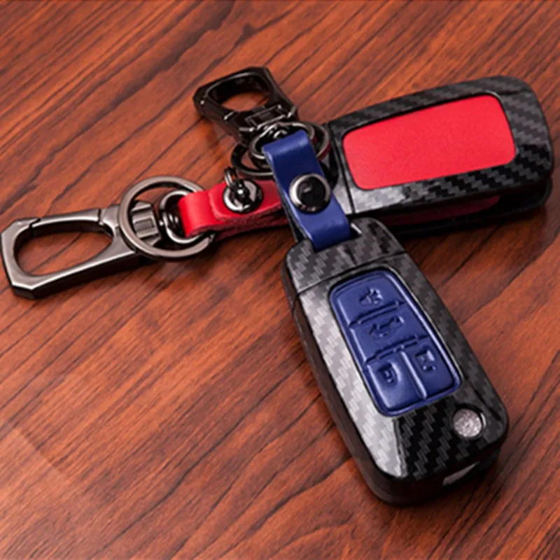 

Carbon fiber Leather car key Cover Case holder For Chevrolet Cruze Aveo for Buick VAUXHALL OPEL MOKKA Insignia Astra J keychain