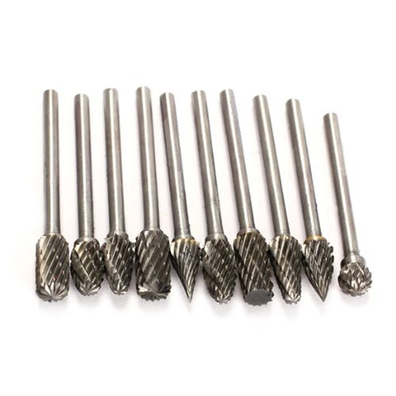 10PC Tungsten Carbide Rotary Burrs Set for Dremel Rotary Tools